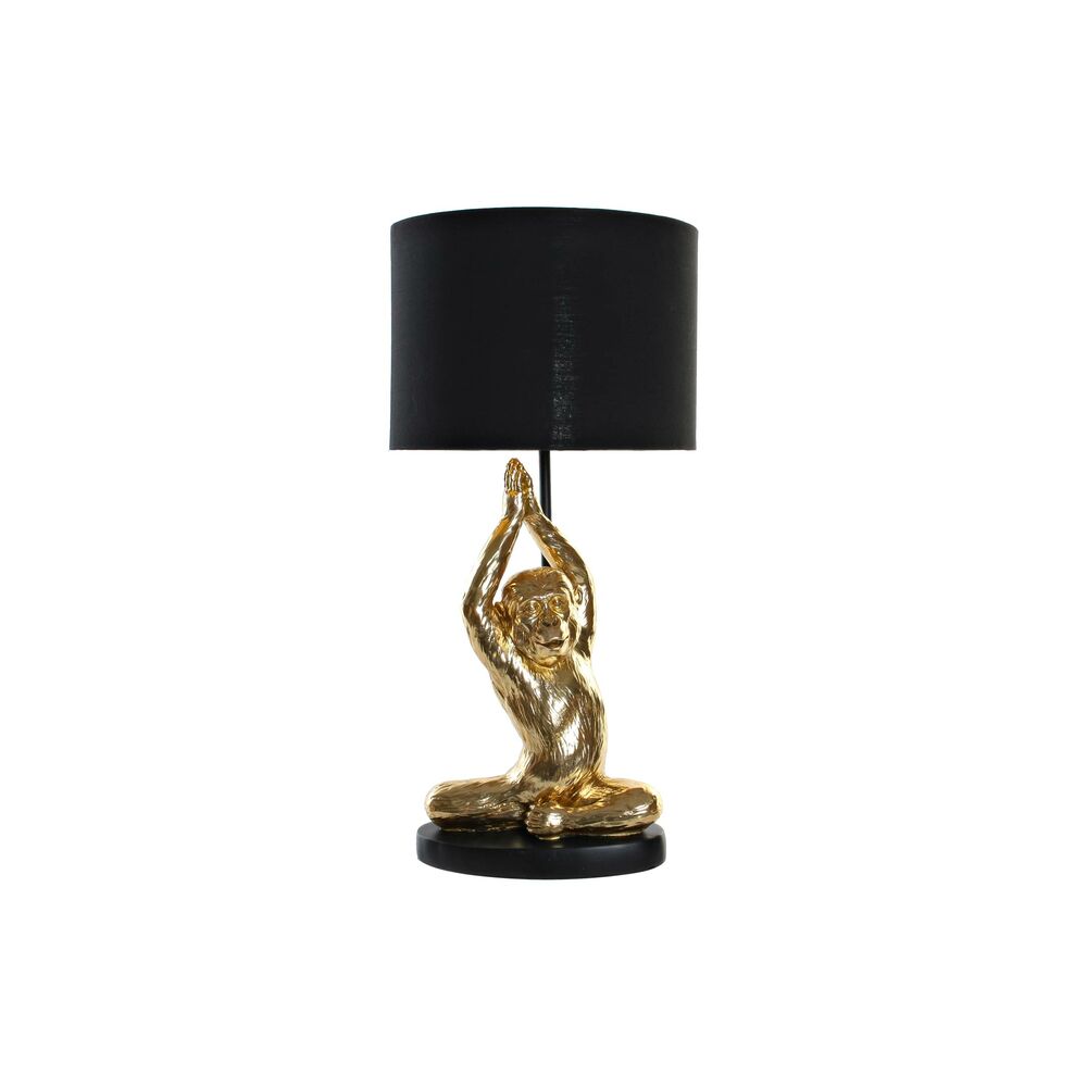 Bordslampa DKD Home Decor Svart Gyllene Polyester Harts Apa (25 x 25 x 48 cm)