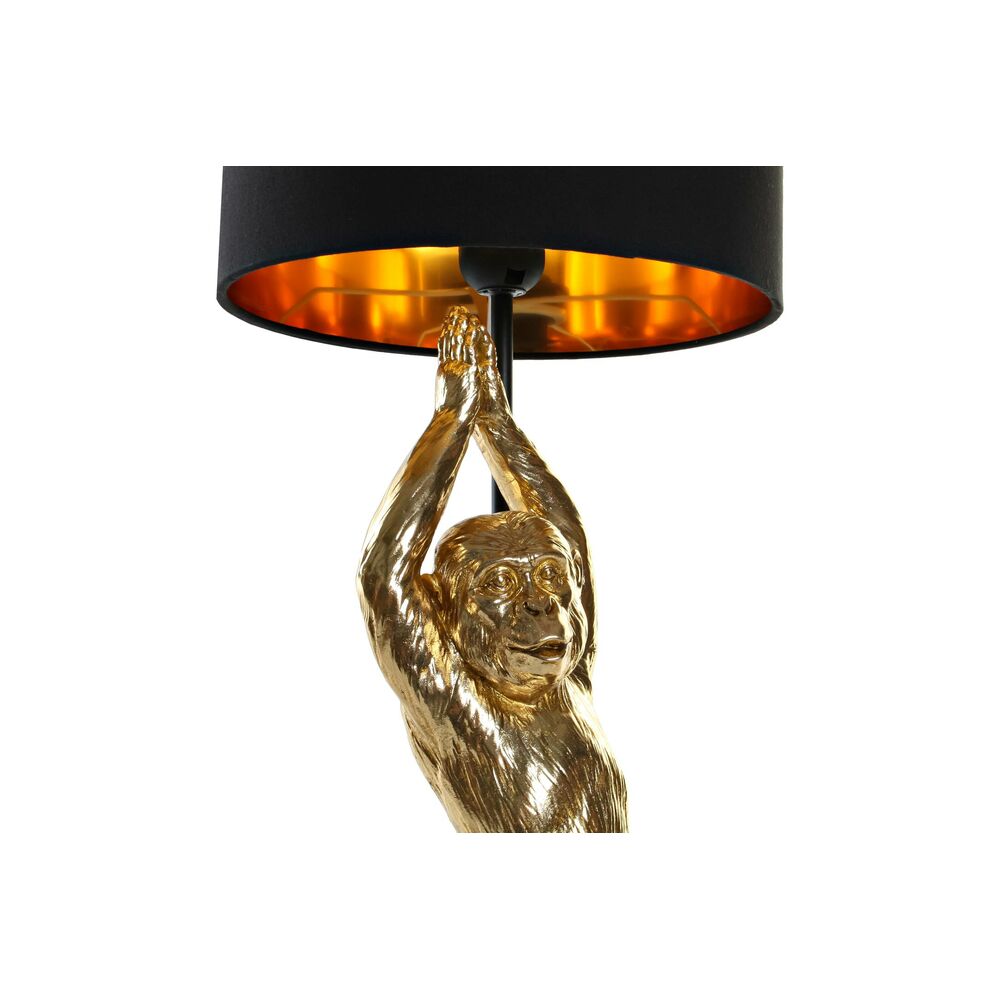 Bordslampa DKD Home Decor Svart Gyllene Polyester Harts Apa (25 x 25 x 48 cm) - 3