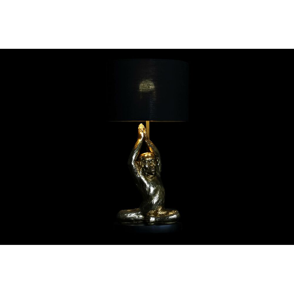 Bordslampa DKD Home Decor Svart Gyllene Polyester Harts Apa (25 x 25 x 48 cm) - 2