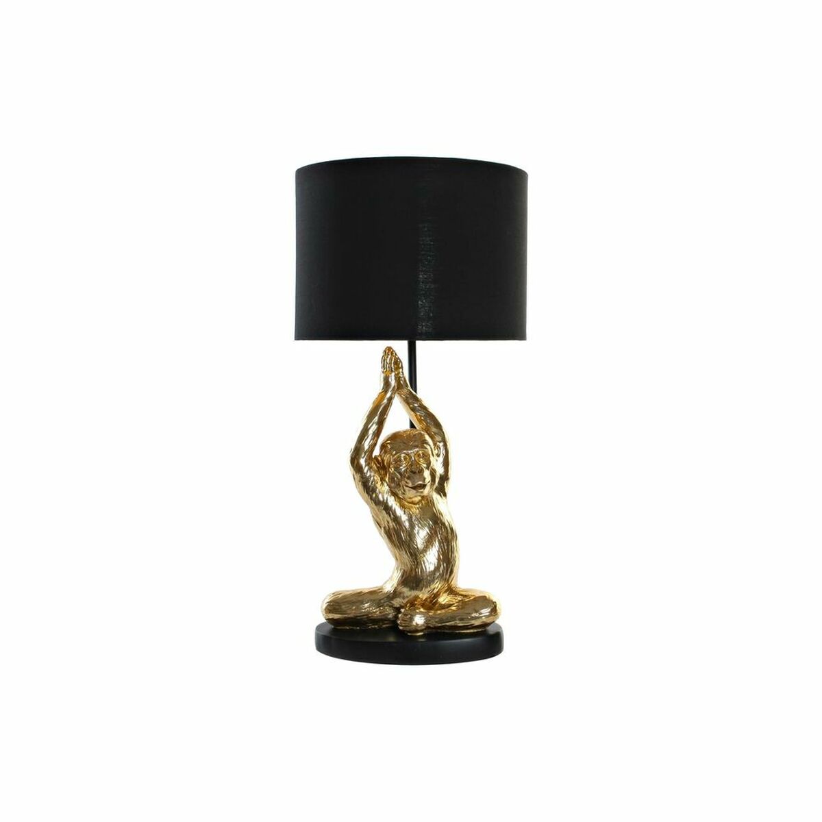 Bordslampa DKD Home Decor Svart Gyllene Polyester Harts Apa (25 x 25 x 48 cm) - 9