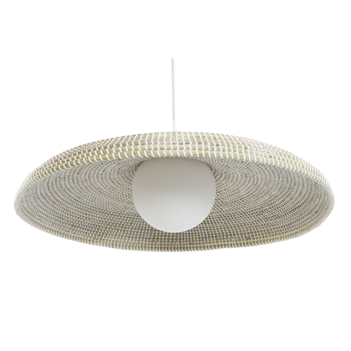Taklampa DKD Home Decor Vit Naturell Ljusbrun Glas 50 W 70 x 70 x 20 cm - 6