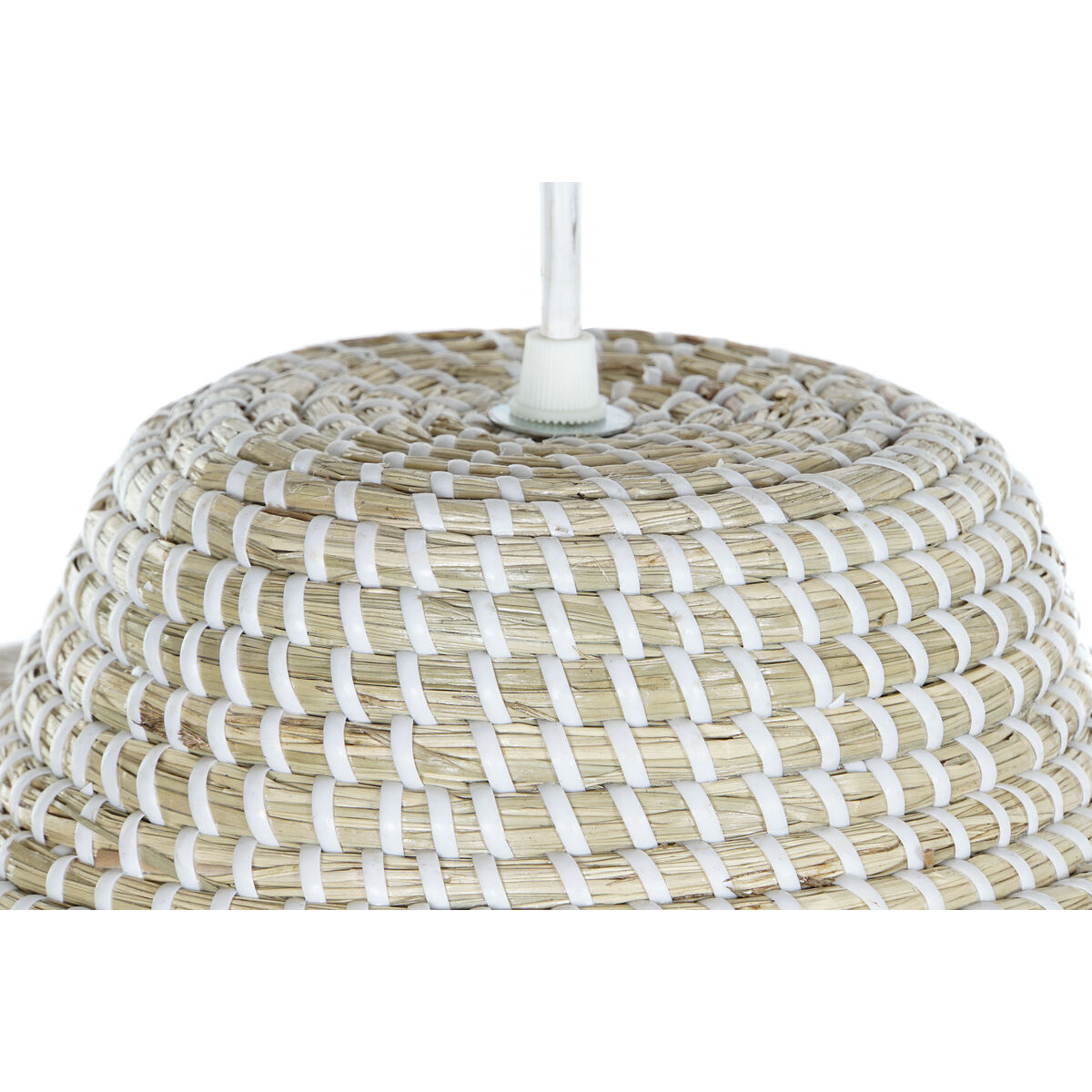 Taklampa DKD Home Decor Vit Naturell Ljusbrun Glas 50 W 70 x 70 x 20 cm - 4