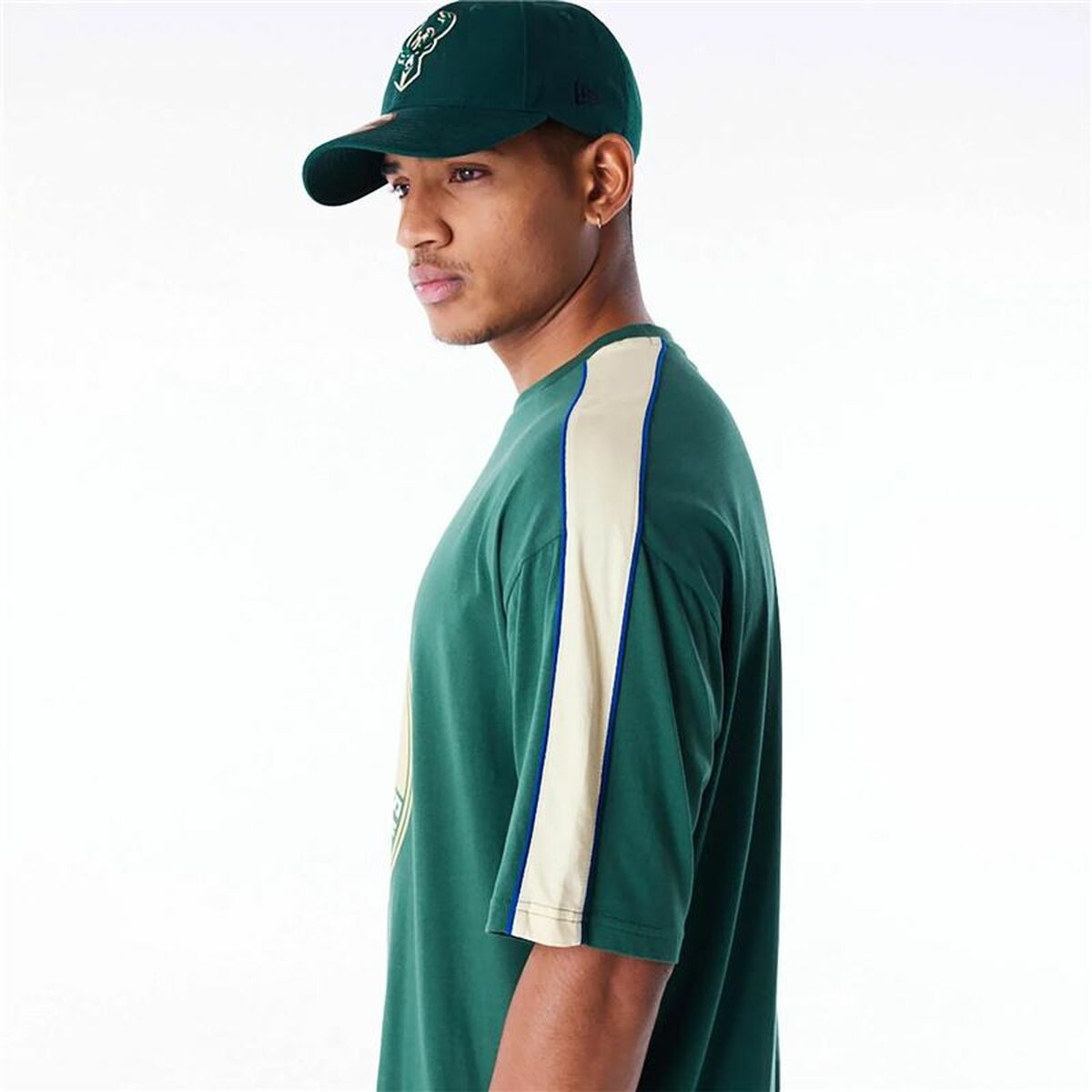 T-shirt med kortärm Herr New Era NBA PANEL OS Milwaukee Bucks Ljusgrön - 4