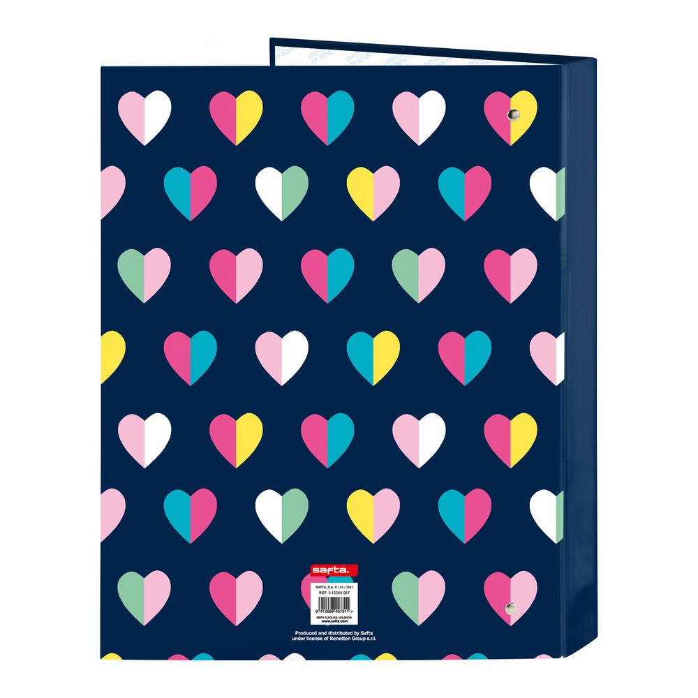 Ringpärm Benetton Corazones Marinblå A4 (26.5 x 33 x 4 cm) (25 mm) - 2