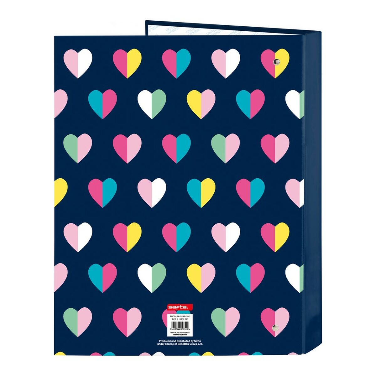 Ringpärm Benetton Corazones Marinblå A4 (26.5 x 33 x 4 cm) (25 mm) - 6