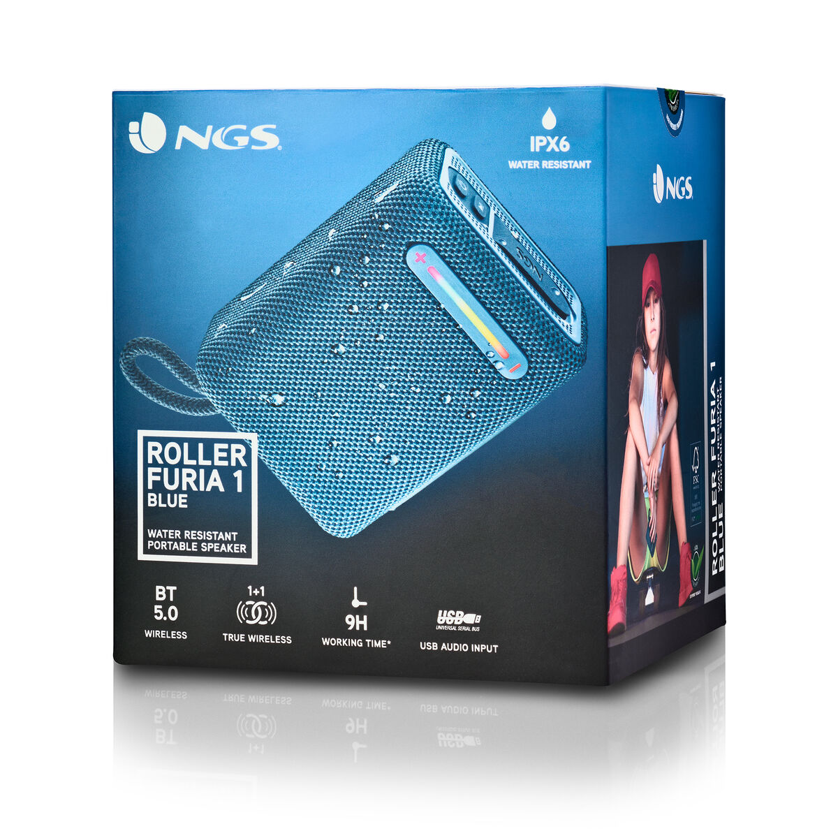 Bärbar Bluetooth Högtalare NGS Roller Furia 1 Blue Blå 15 W - 4