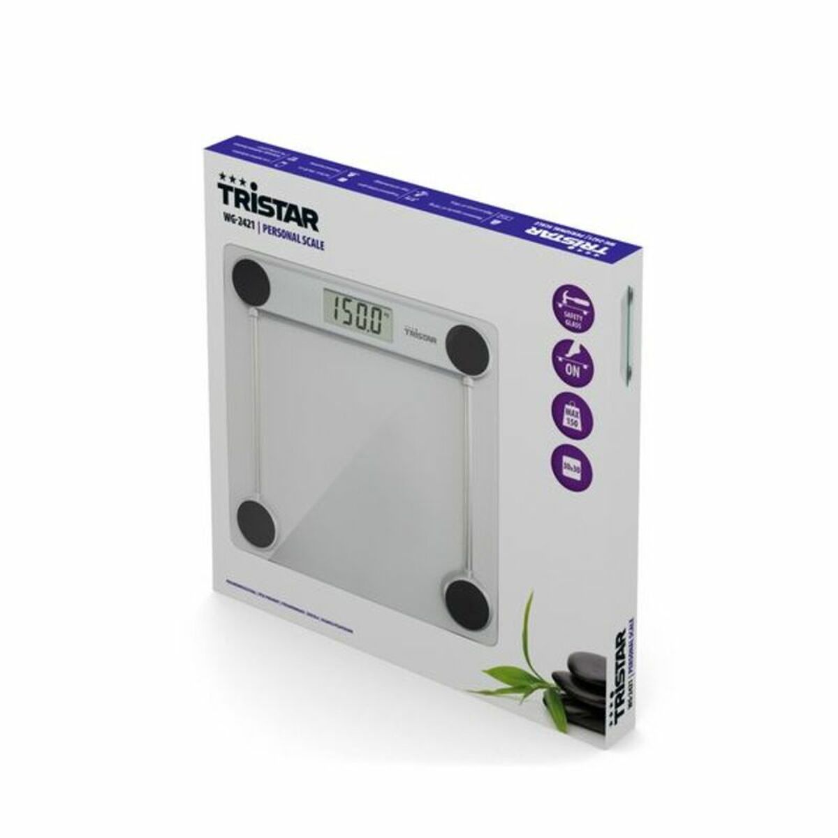 Digital Badrumsvåg Tristar WG-2421 Svart Glas - 2