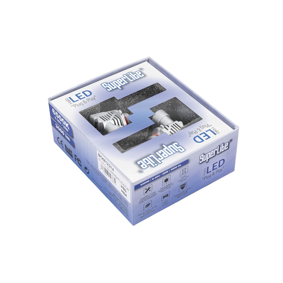 Halogen LED-konverteringssats Superlite BOM12314 HB4 HB3 28 W 6500 K LED (2 antal) - 2