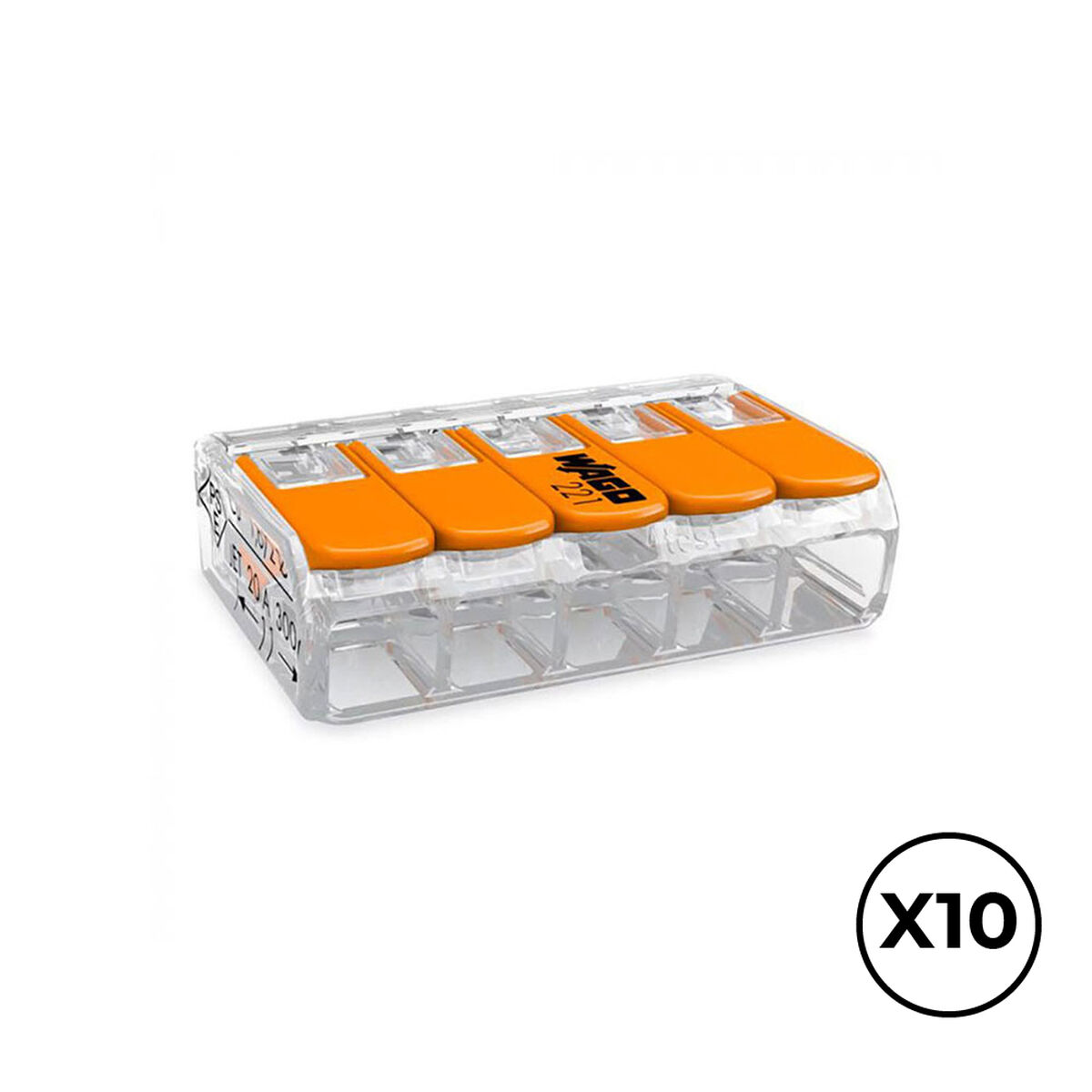 Snabbkoppling Wago 30 x 18,6 x 8,4 mm 4 mm 450 V 5 Anslutningar (10 antal)
