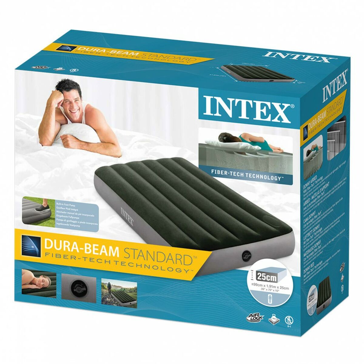 Luftmadrass Intex 99 x 25 x 191 cm (4 antal) - 14