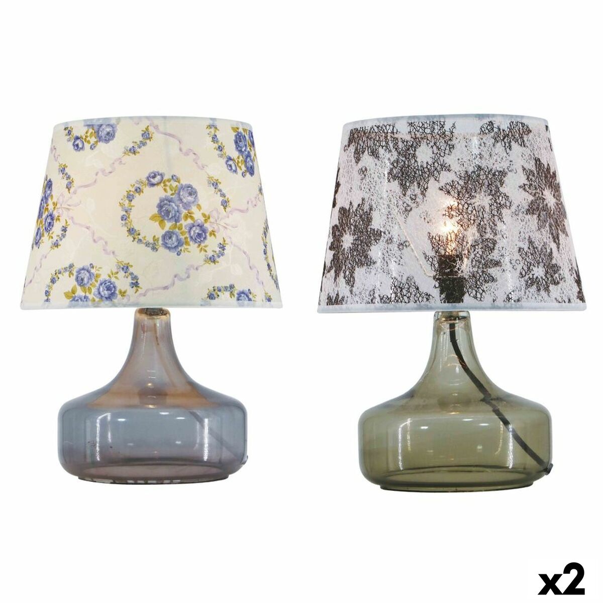 Bordslampa DKD Home Decor 28 x 28 x 40,5 cm Glas Multicolour 220 V 50 W (2 antal) - 4