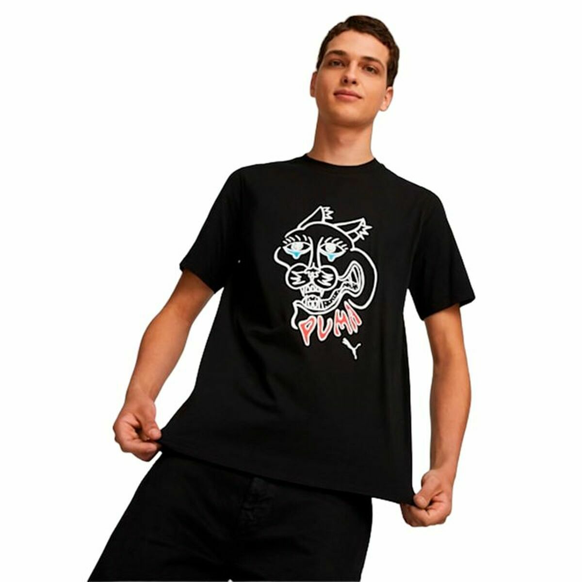 T-shirt med kortärm Herr Puma Gaphics Svart - 8