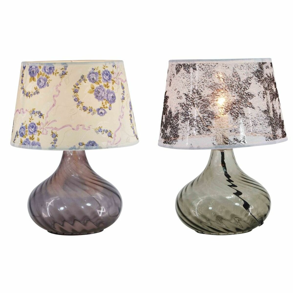 Bordslampa DKD Home Decor 25 x 25 x 33,5 cm Glas Multicolour 220 V 25 W (2 antal) - 2