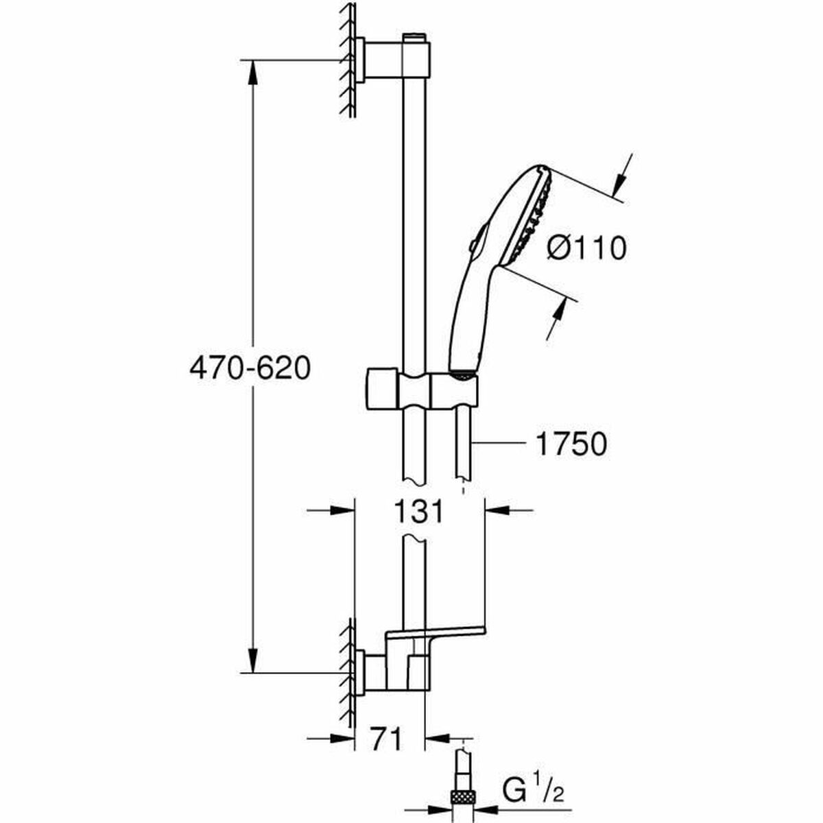 Duschpelare Grohe Vitalio Start 110 Chrome Metall - 3