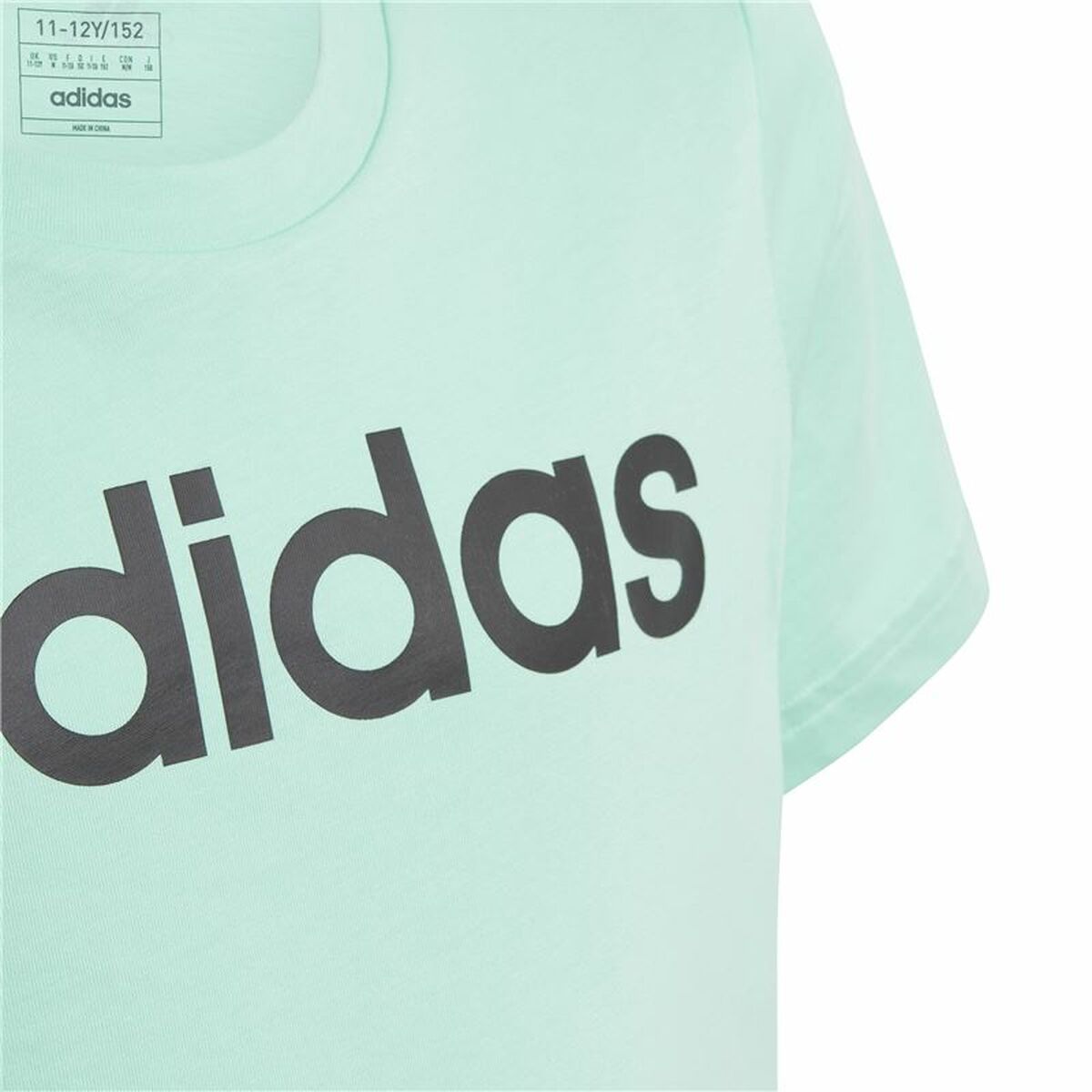 Barn T-shirt med kortärm Adidas Linear Logo Grön Aquamarine - 3