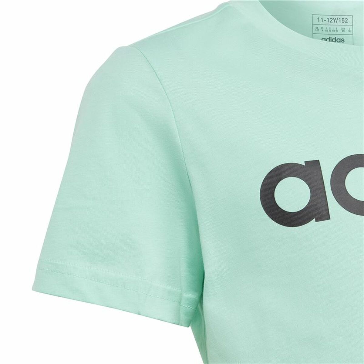 Barn T-shirt med kortärm Adidas Linear Logo Grön Aquamarine - 4