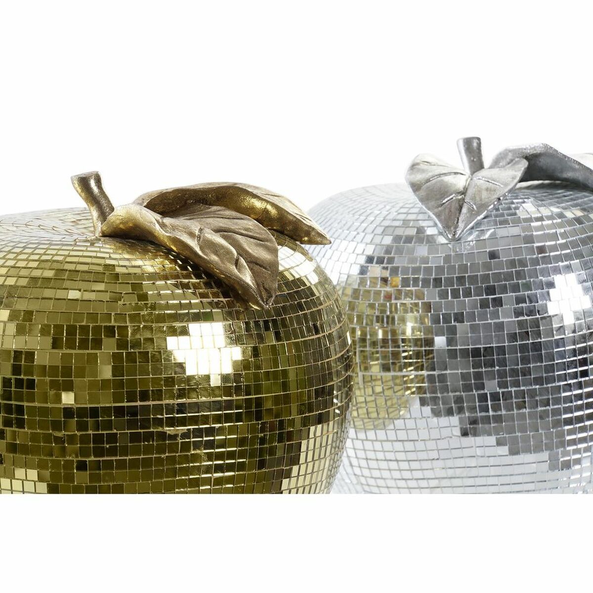 Dekorativ frukt DKD Home Decor Gyllene Silvrig Äpple Speglar 21 x 21 x 19 cm (2 antal) - 2