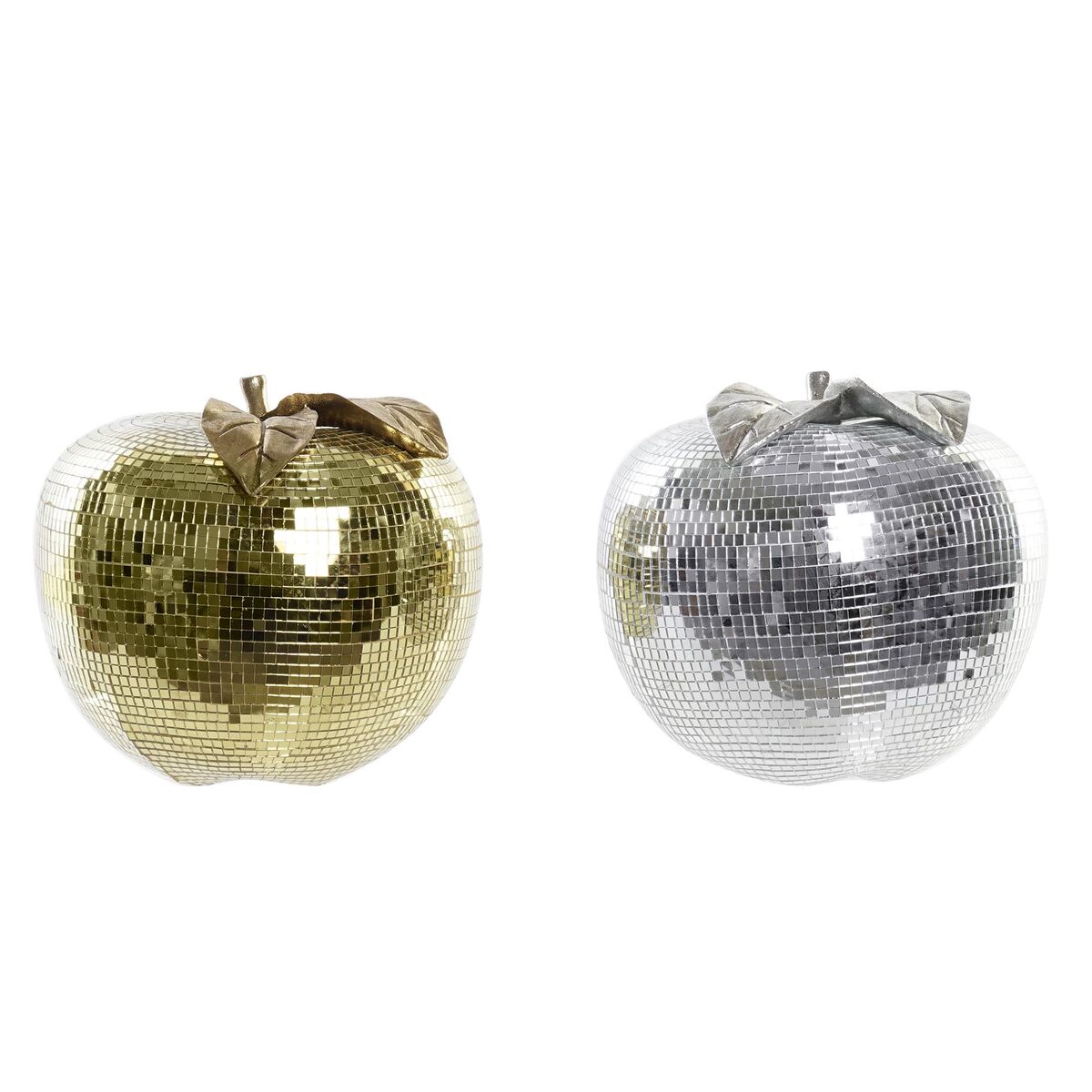 Dekorativ frukt DKD Home Decor Gyllene Silvrig Äpple Speglar 21 x 21 x 19 cm (2 antal)