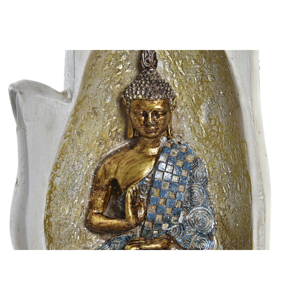 Prydnadsfigur DKD Home Decor Grå Gyllene Buddha Harts (10 x 7,2 x 20,9 cm) (2 antal) - 3