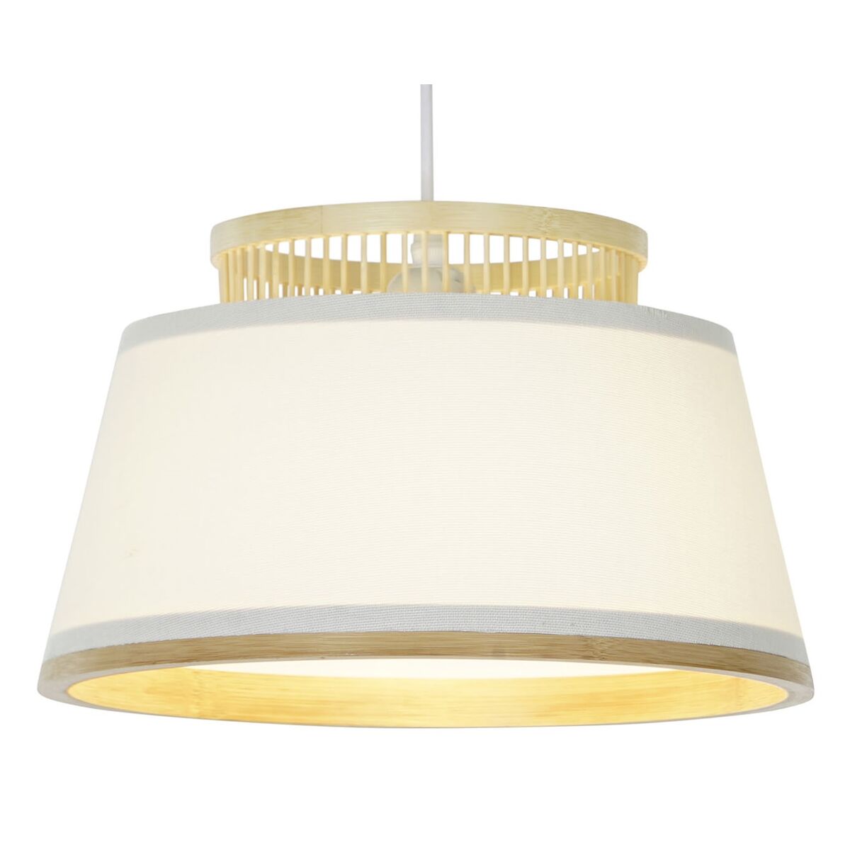 Taklampa DKD Home Decor Vit Brun Naturell Bambu 50 W 30 x 30 x 20 cm - 2