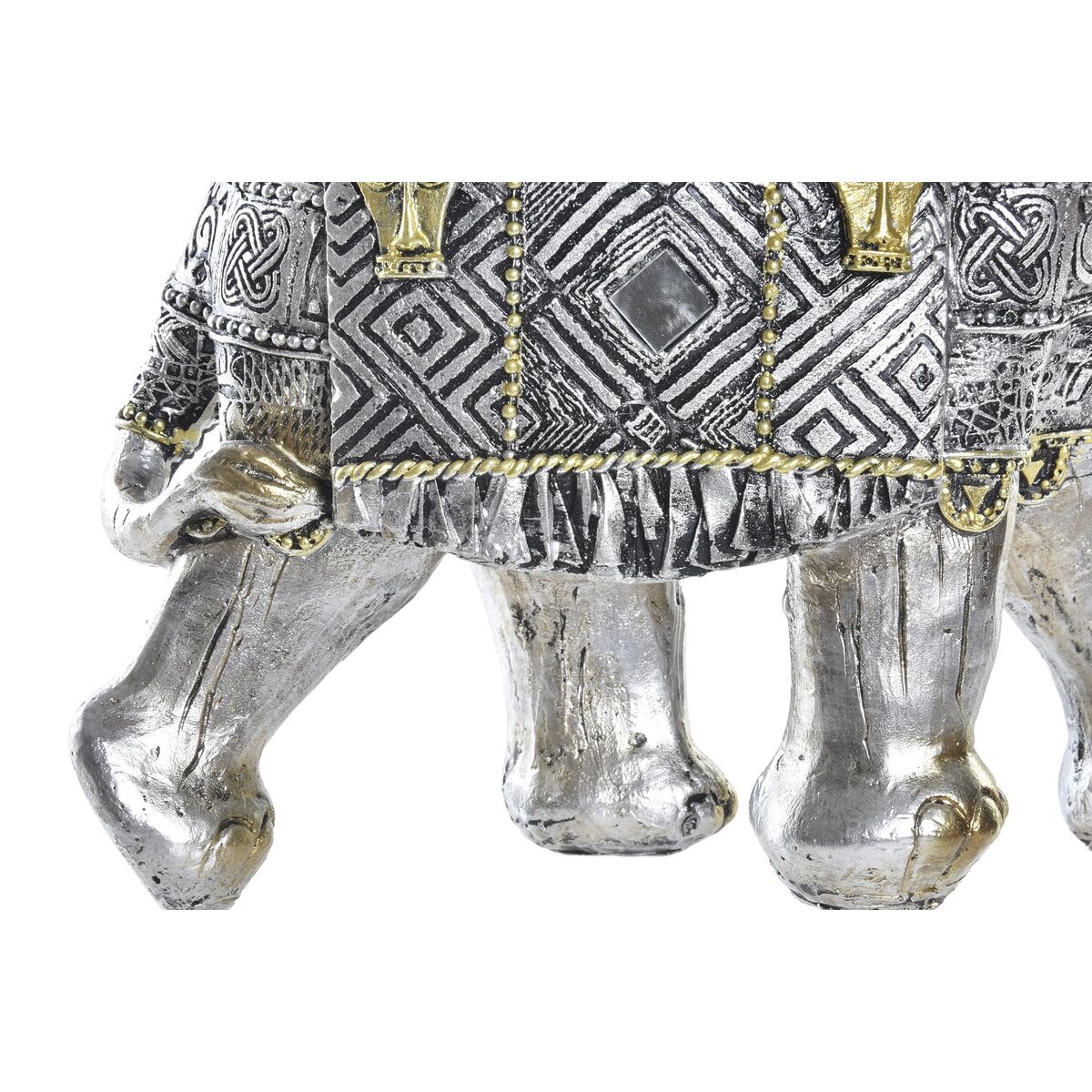 Prydnadsfigur DKD Home Decor Elefant Silvrig Gyllene Harts (22,5 x 10,7 x 21,5 cm) (2 antal) - 2