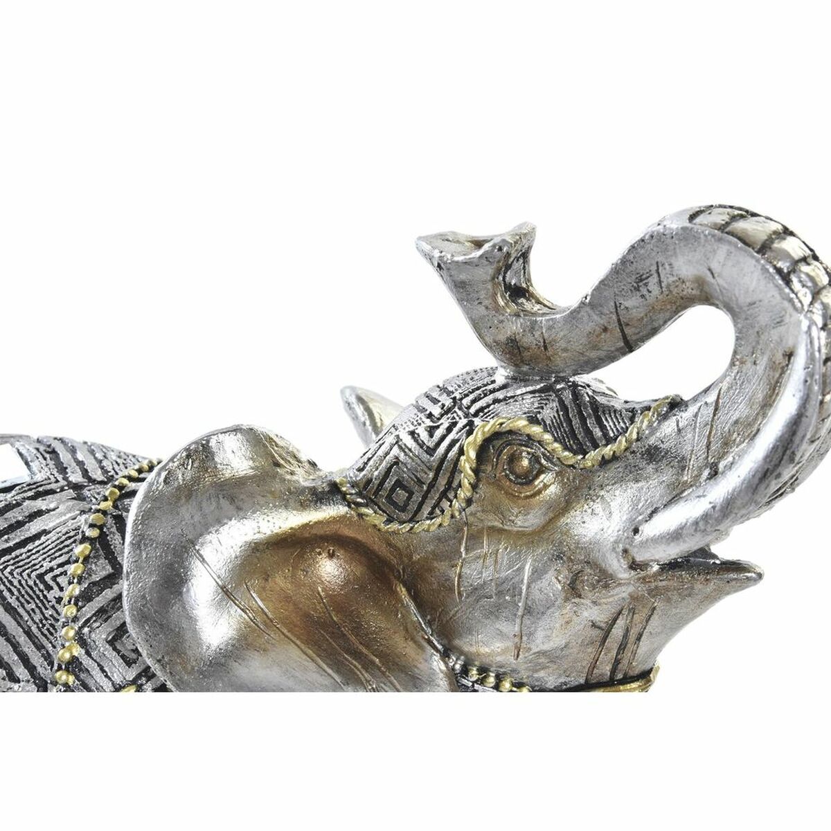 Prydnadsfigur DKD Home Decor Elefant Silvrig Gyllene Harts (22,5 x 10,7 x 21,5 cm) (2 antal) - 3