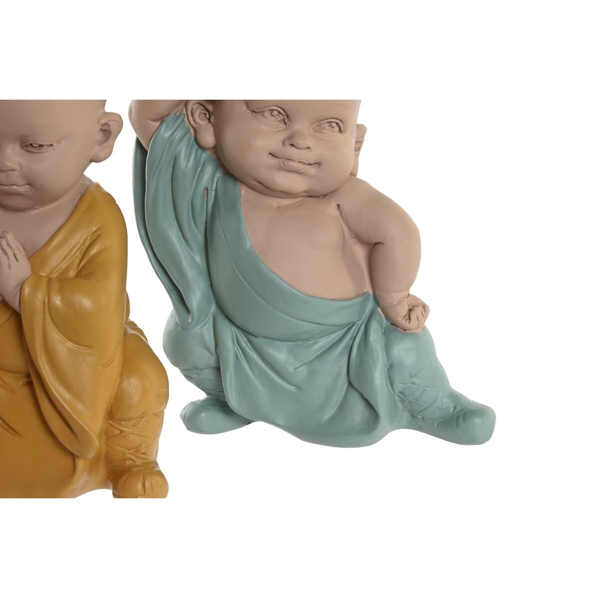 Prydnadsfigur DKD Home Decor Blå Rosa Gul Harts Munk (8 x 5,5 x 12,7 cm) (3 antal) - 2
