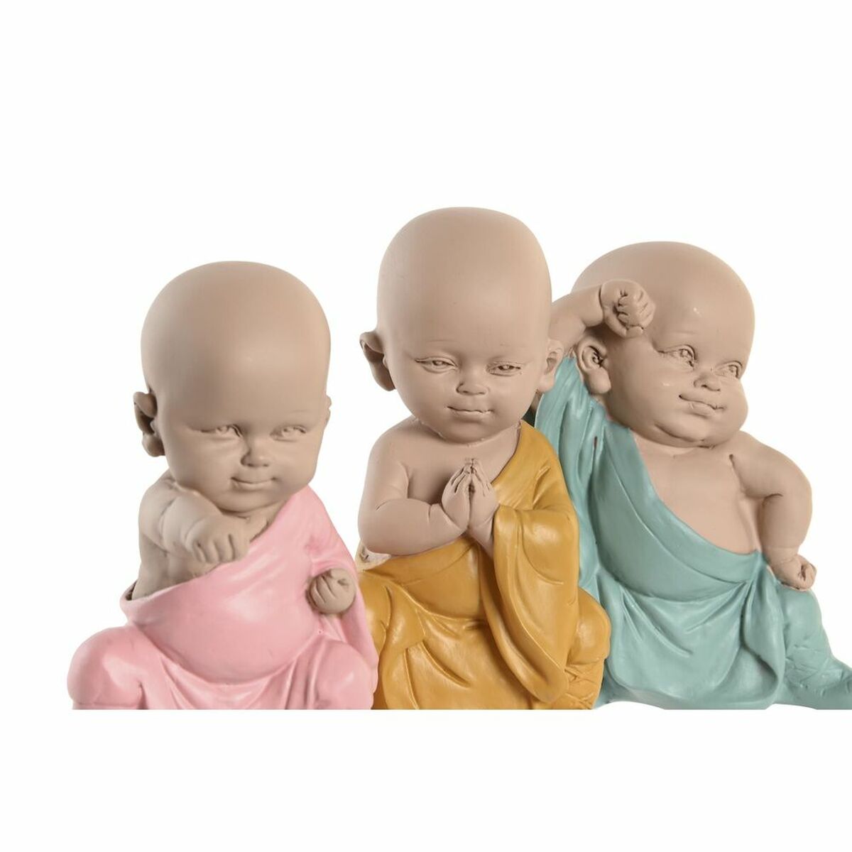 Prydnadsfigur DKD Home Decor Blå Rosa Gul Harts Munk (8 x 5,5 x 12,7 cm) (3 antal) - 3