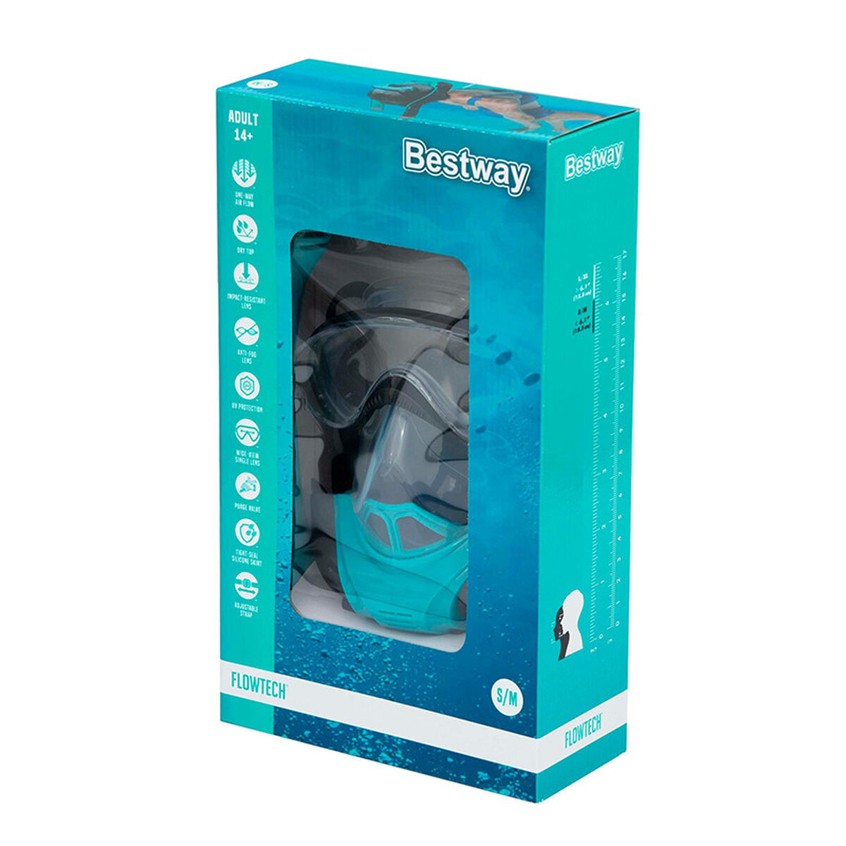 Bestway Snorkel Dubbelrör Avluftsventil Antifog L/XL +12 År Strand och Pool 24058 - 2
