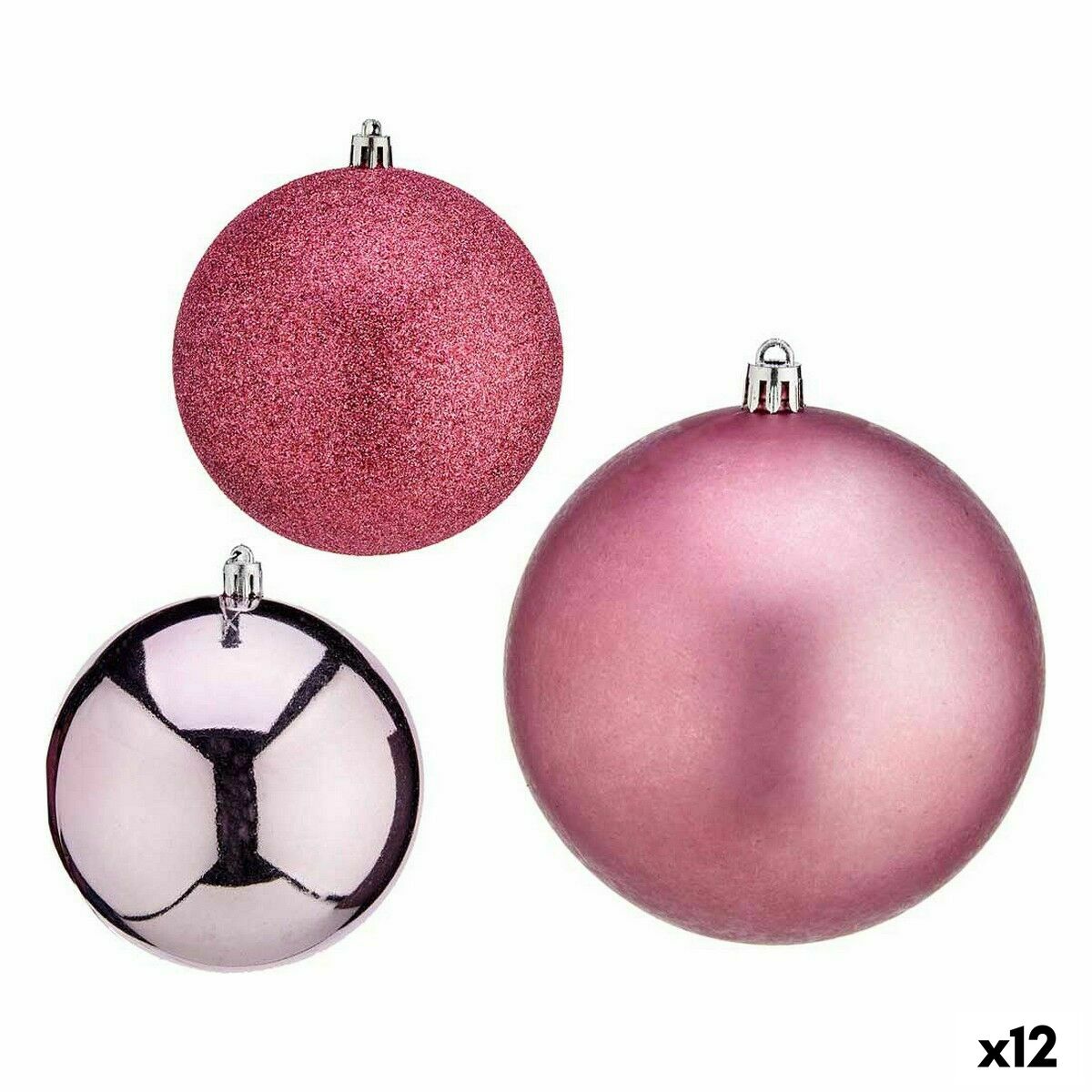 Uppsättning av julkulor Krist+ Rosa Plast (12 antal) - 3