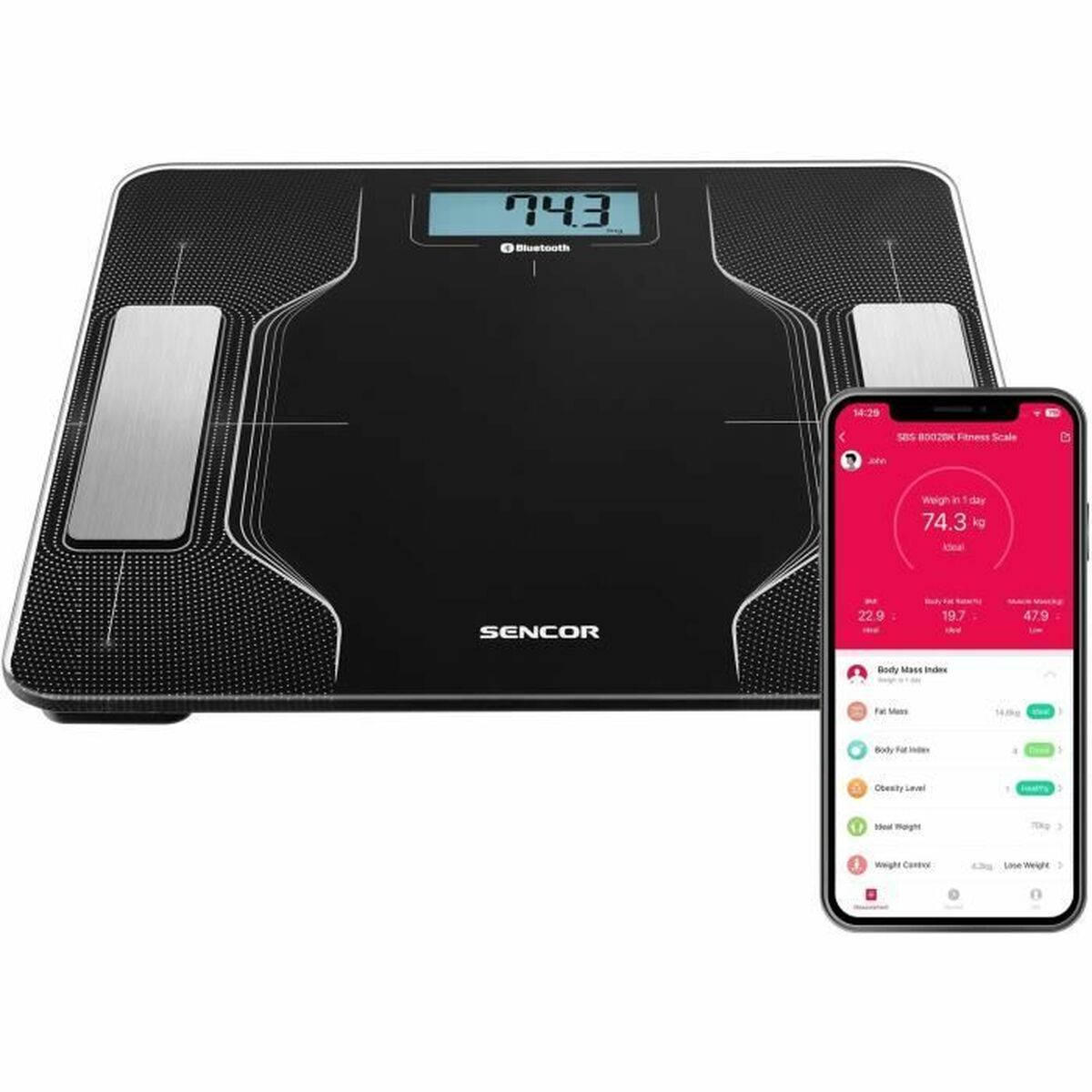 Digital Badrumsvåg Sencor SBS 8002BK Svart noir 180 kg - 3