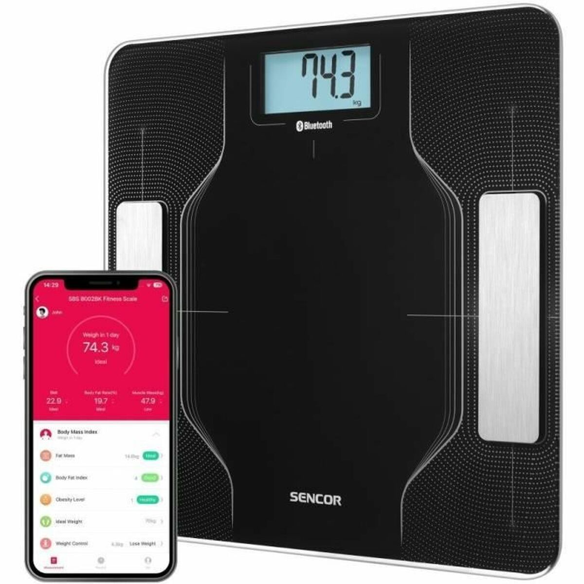 Digital Badrumsvåg Sencor SBS 8002BK Svart noir 180 kg - 2