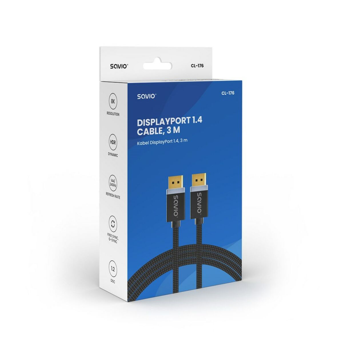 DisplayPort Kabel Savio CL-176 Svart 3 m - 4
