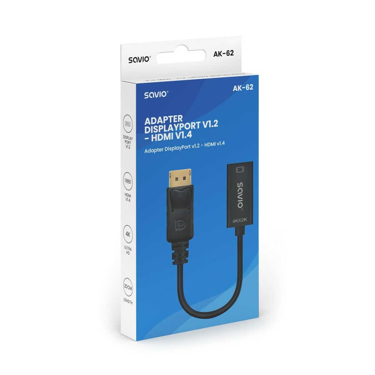DisplayPort till HDMI Adapter Savio AK-62 20 cm - 4