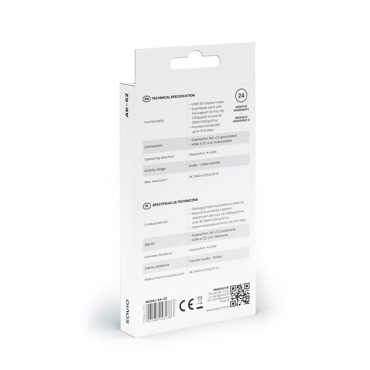 DisplayPort till HDMI Adapter Savio AK-62 20 cm - 3