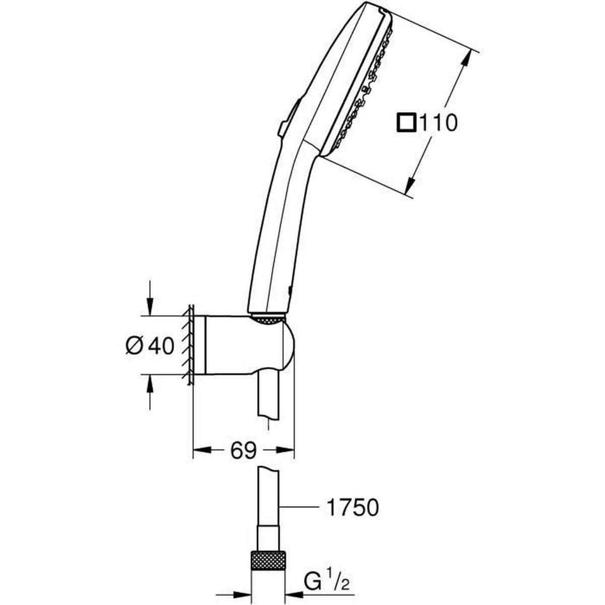 Duschros Grohe Svart Svart matt Silikon ABS - 3