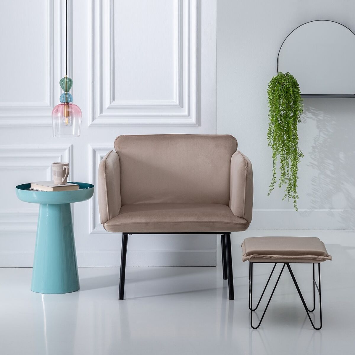 Fåtölj Syntetmaterial Beige Metall - 9