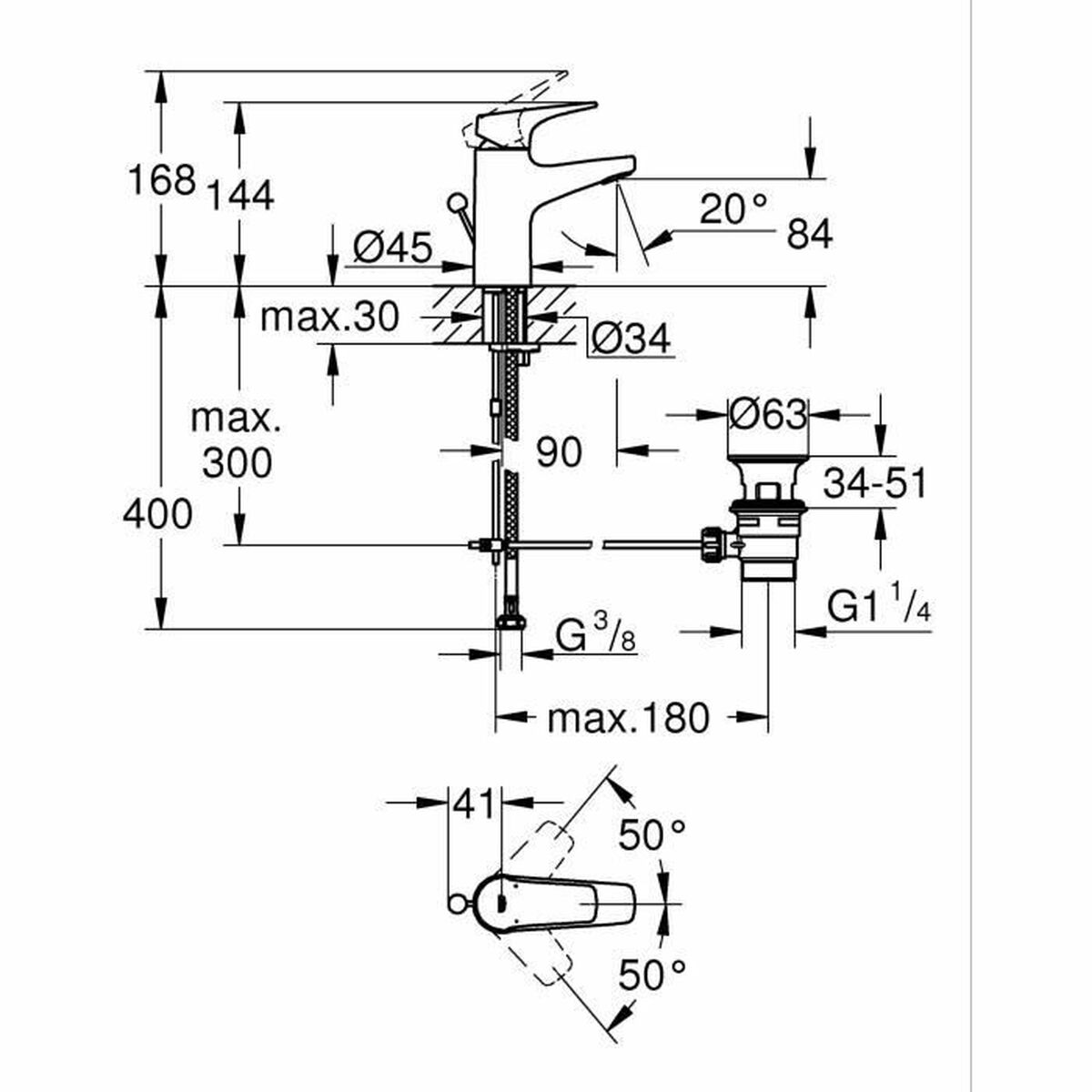 Blandare Grohe Start Flow Metall Mässing - 3