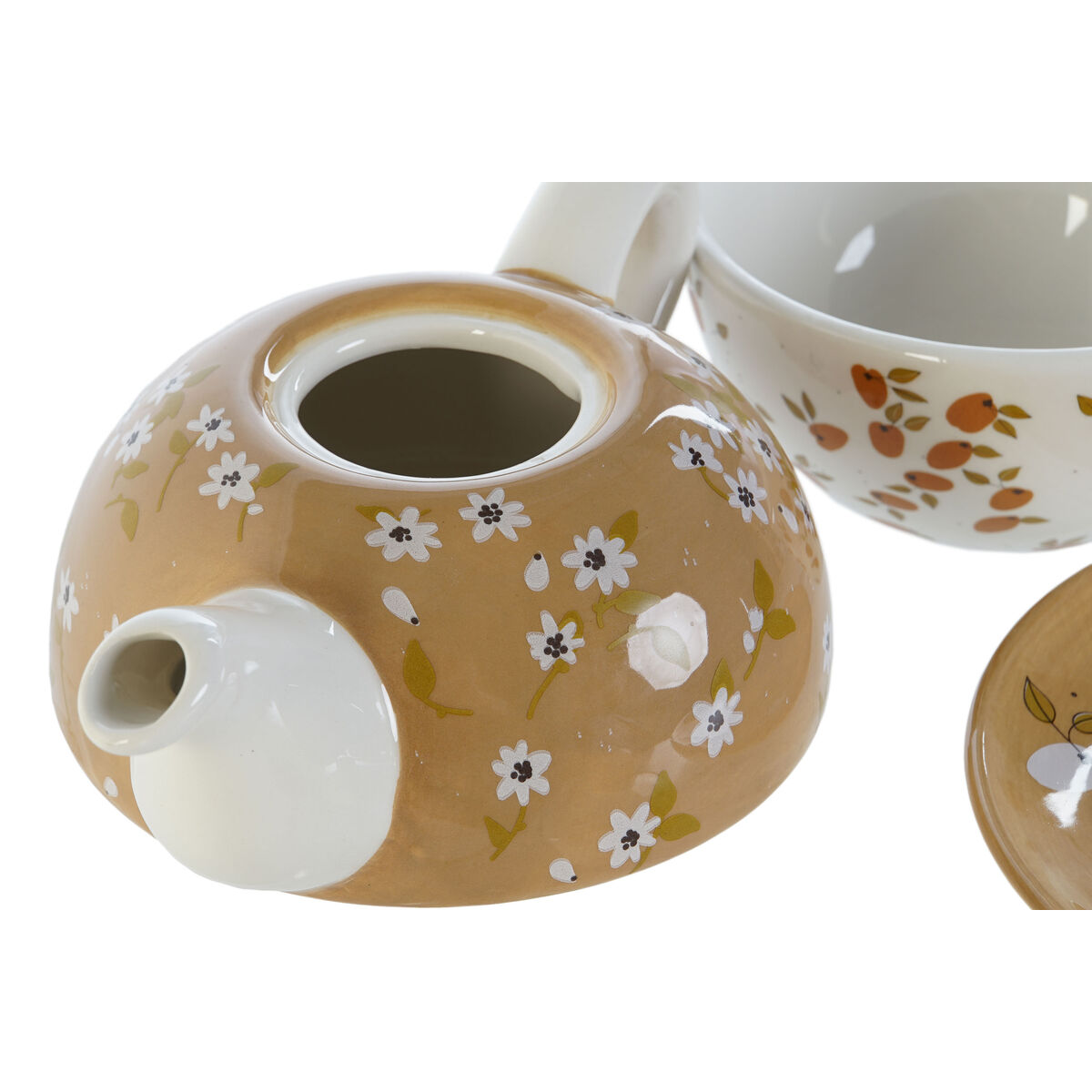 Tekanna DKD Home Decor Vit Grön Senap Ljusrosa Dolomite 750 ml (2 antal) - 4