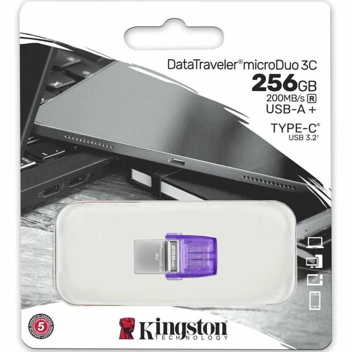 USB-minne Kingston DataTraveler microDuo 3C Violett 256 GB - 3