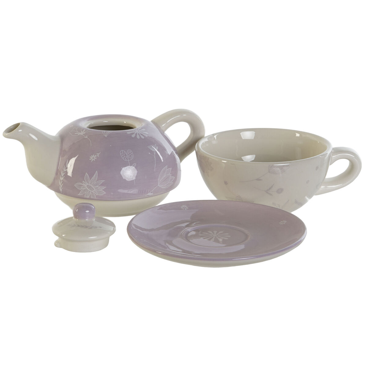 Tekanna DKD Home Decor Blå Vit Grön Lila Dolomite 750 ml (3 antal) - 5