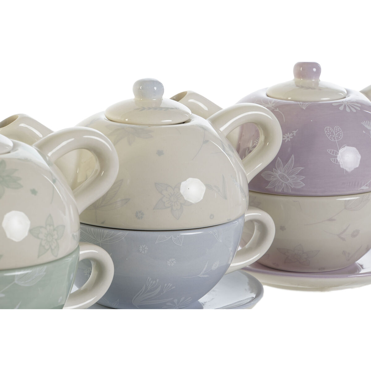 Tekanna DKD Home Decor Blå Vit Grön Lila Dolomite 750 ml (3 antal) - 6