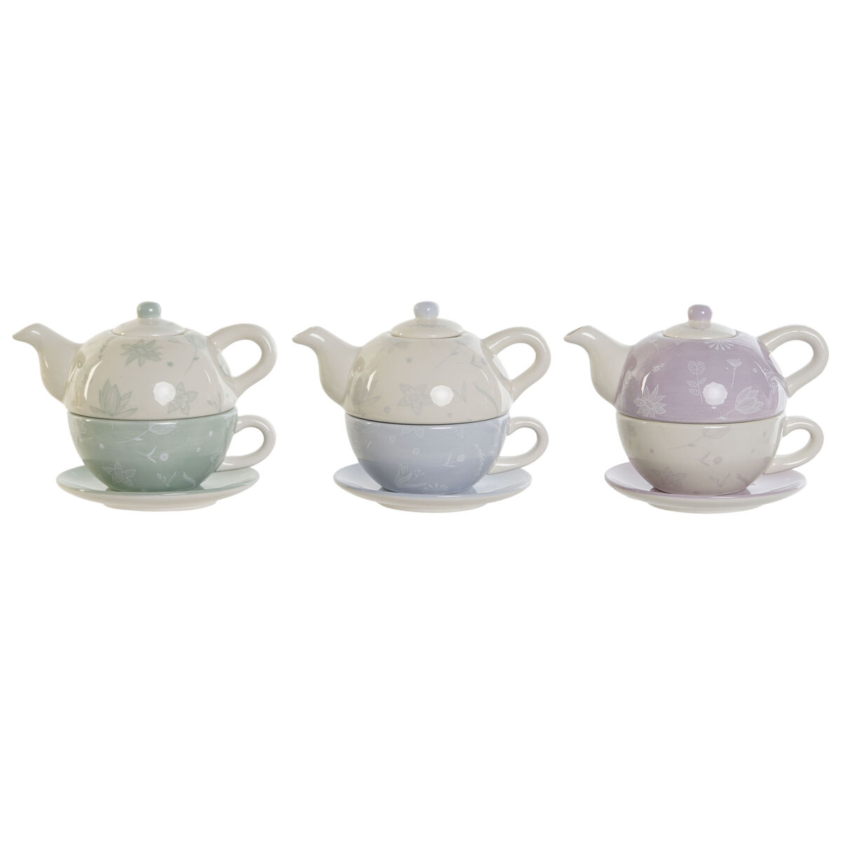 Tekanna DKD Home Decor Blå Vit Grön Lila Dolomite 750 ml (3 antal) - 3