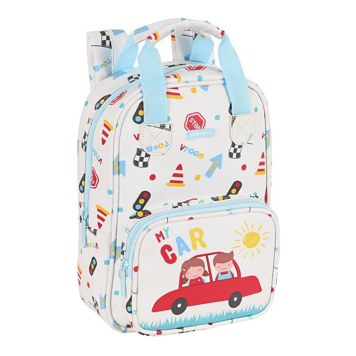 Skolryggsäck Safta My car Vit Multicolour 20 x 28 x 8 cm - 6