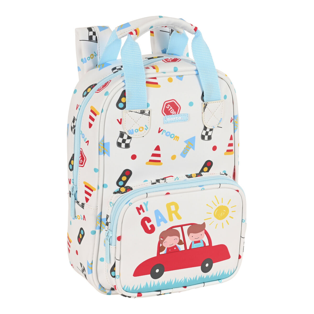 Skolryggsäck Safta My car Vit Multicolour 20 x 28 x 8 cm - 8