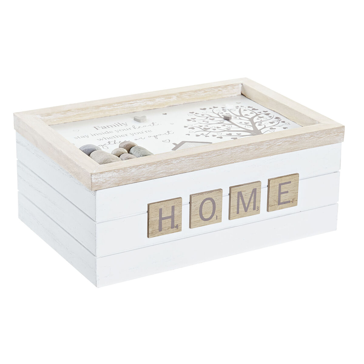 Dekorationslåda DKD Home Decor Vit Naturell Trä MDF