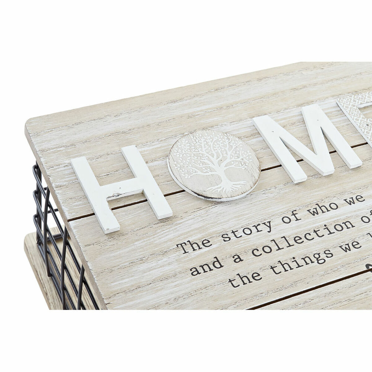 Dekorationslåda DKD Home Decor Svart Naturell Metall Trä MDF - 2