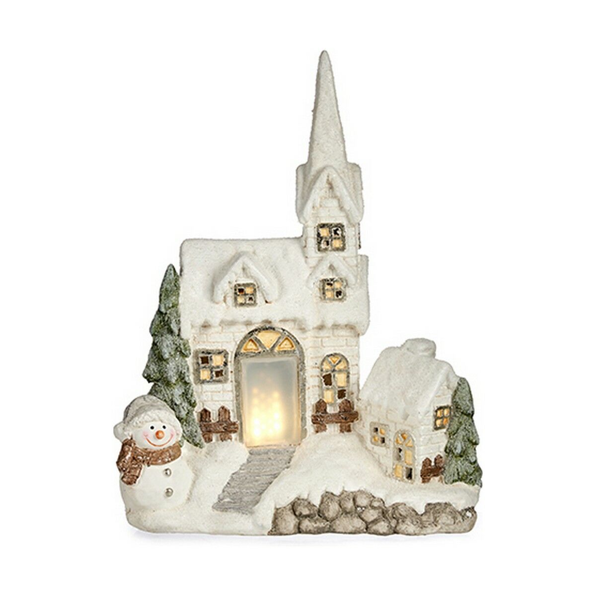 Prydnadsfigur Krist+ Vit Hus Jul 18 x 54 x 42 cm LED Ljus
