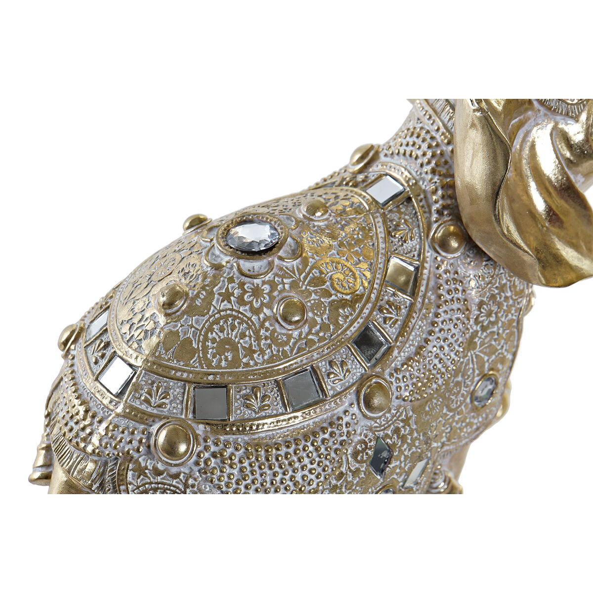 Prydnadsfigur DKD Home Decor Speglar Elefant Gyllene Harts (2 antal) (28 x 13 x 29 cm) - 3