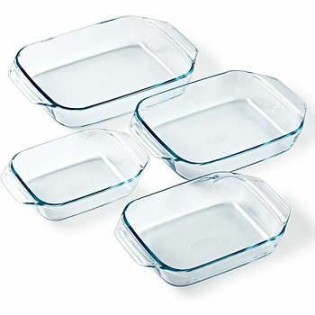 Set med Ugnsfasta Formar Pyrex Transparent 4 Delar